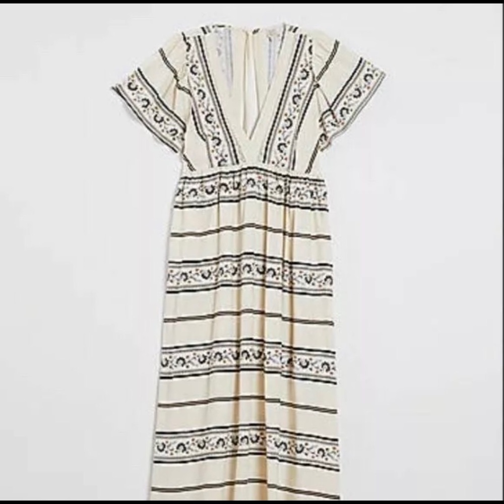 NWT - LOFT BEACH STRIPED FLORAL MIDI DRESS XL.